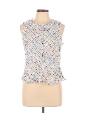 Worthington Sleeveless Pastel Multicolor Tweed Button Front Top